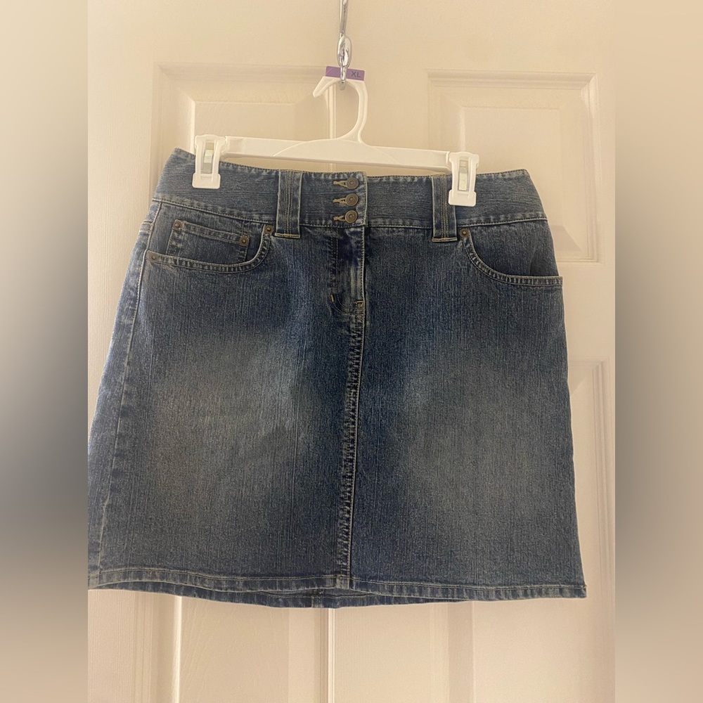 ann taylor LOFT women's denim jean short mini skirt GUC